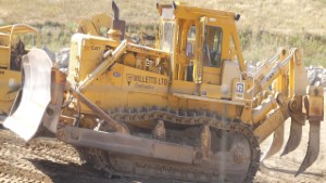 Old Caterpillar D9H Bulldozer with Cab working in Wanaka
