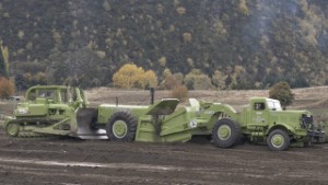 Terex 82-80 Bulldozer pushing a 1955 Euclid 16TDT Scraper