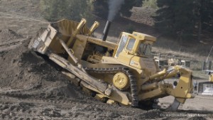 Old Caterpillar D10 Bulldozer Pushing Dirt