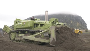 Euclid TC-12 Cable Operated Bulldozer Pushing Dirt