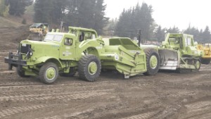 Detroit Powered Terex 82-50 Dozer pushing a Euclid 16TDT Scraper